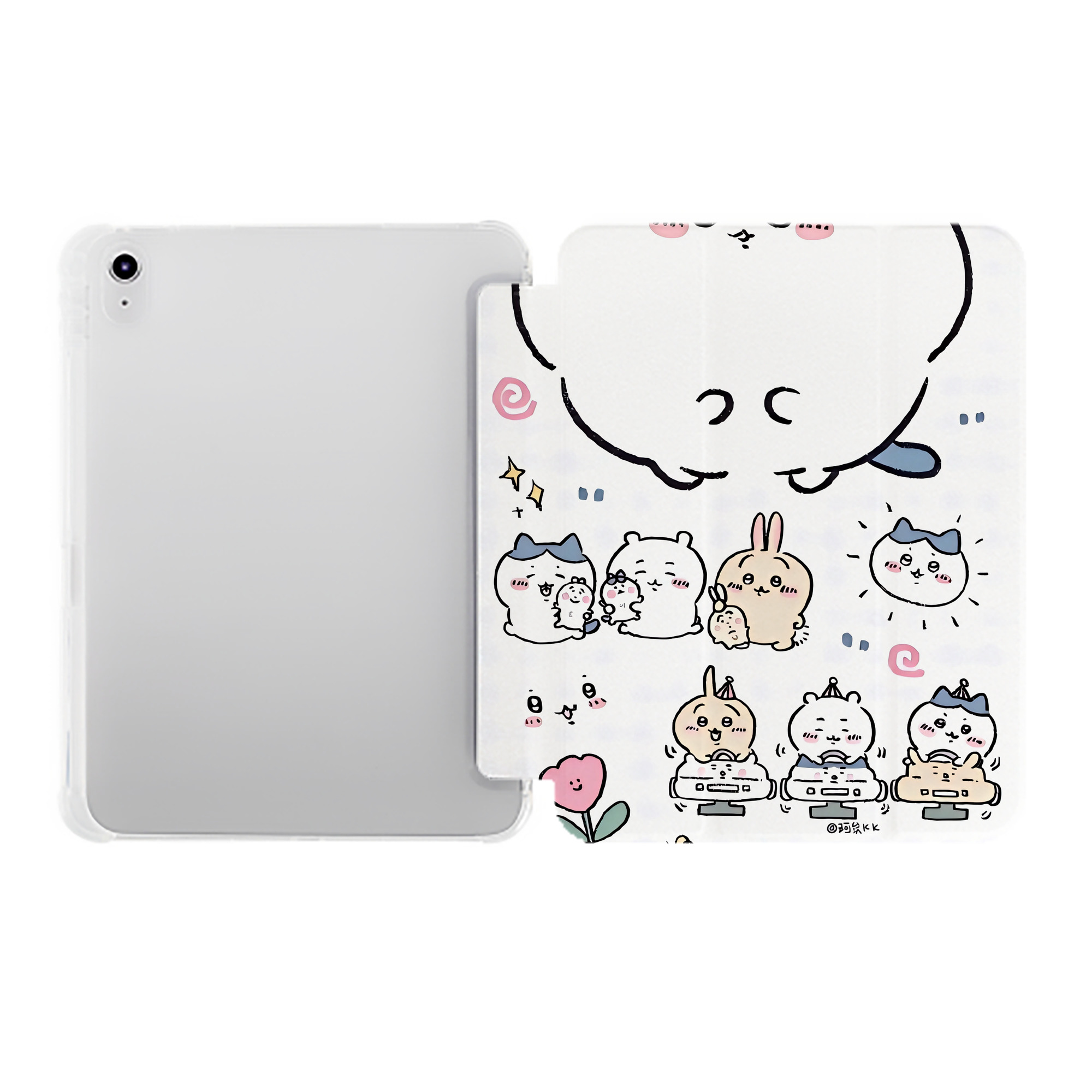 （画像用） ちいかわ Chii-kawa IPad ケース ペン収納付き 三つ折りスタンド PUレザー×シリコン 対応機種9.5/10.5/10.9インチ